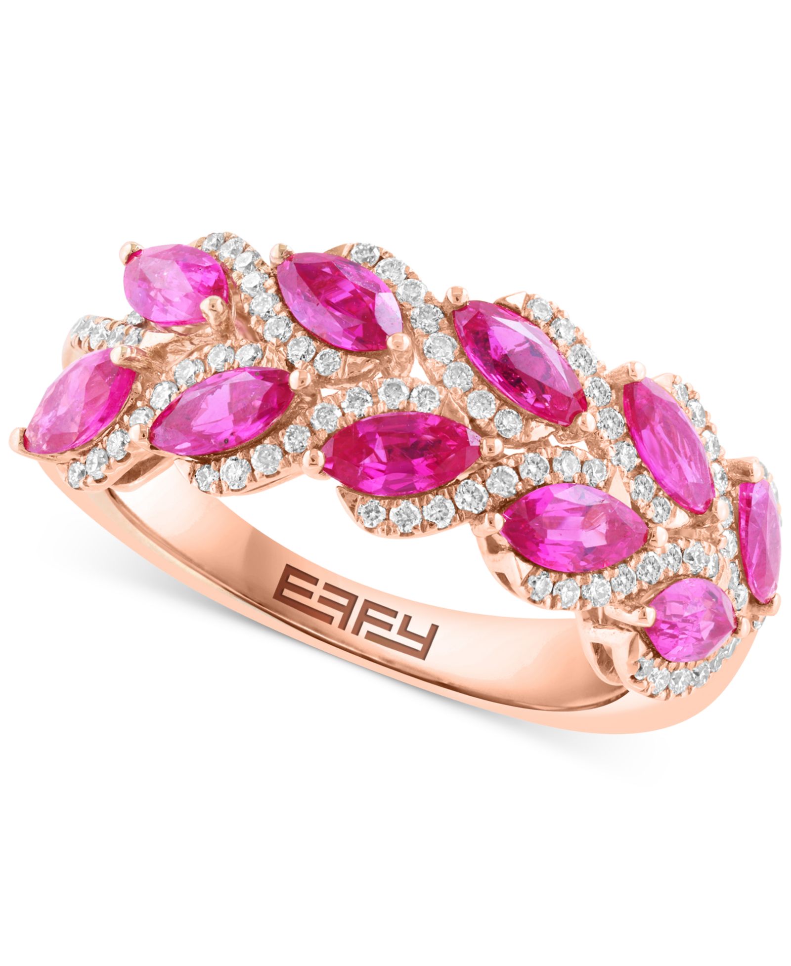 Кольцо EFFY® Marquise-Cut Ruby & Diamond в розовом золоте 14k
