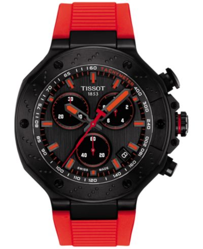 Tissot Мужские швейцарские часы T-Race с красным ремешком
