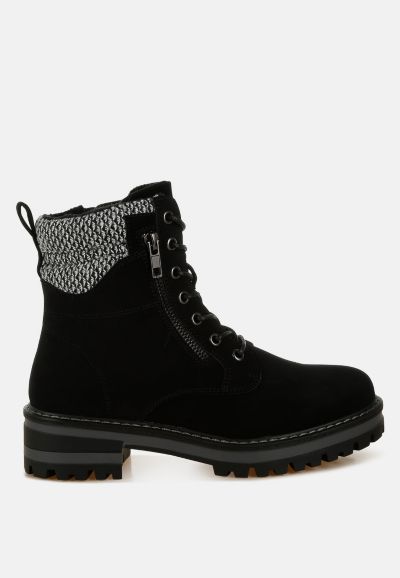 London Rag Womens Mahisha Knitted Collar Zip-Up Hiker Boots