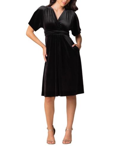 Kiyonna Women's Angelic Velvet Midi Cocktail Dress with Pockets