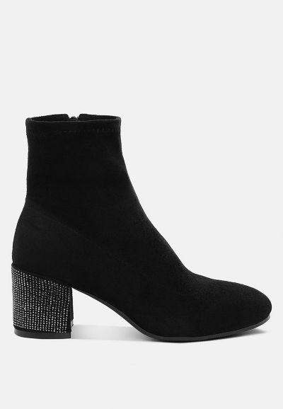 Rag and CO Womens Chena Rhinestones Embellished Block Heel Boots