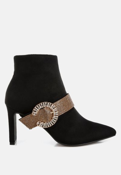 Rag and Co Womens Asagao Diamante and Rhinestones Strap Boots