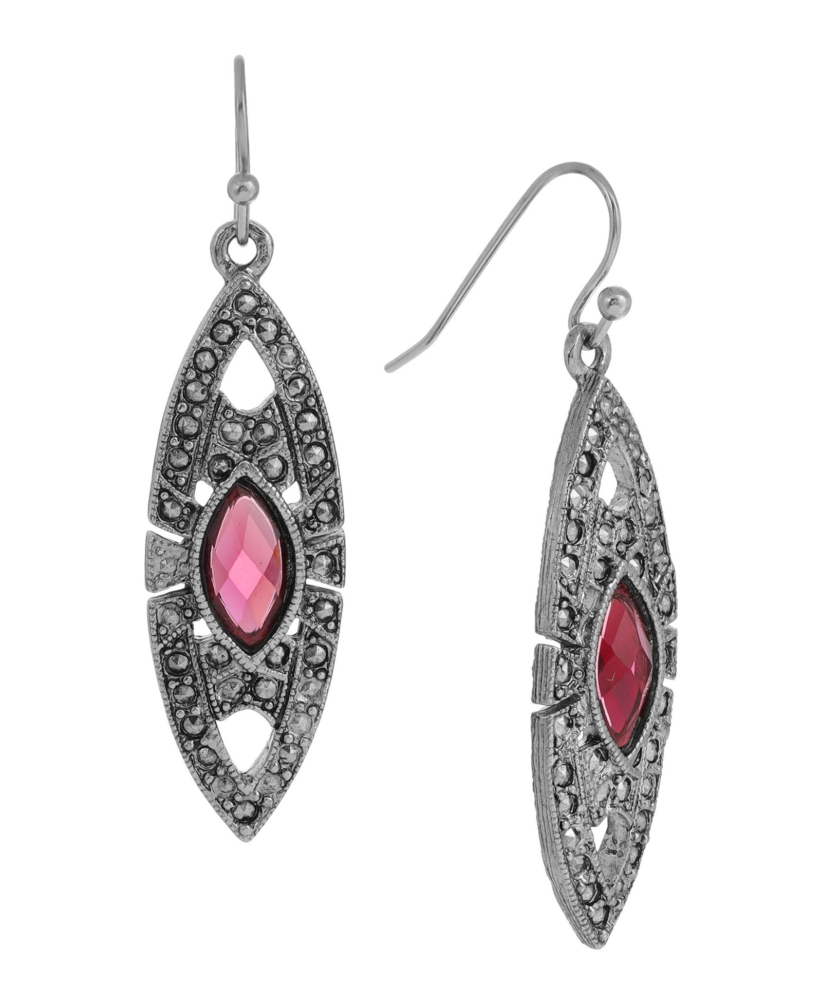 2028 Epoxy Faux Marcasite Stone Drop Earrings