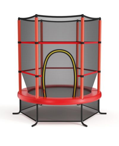 Gymax развлекательный батут 55'' для детей и малышей с защитной сеткой
