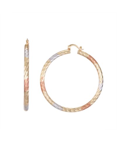 Серьги-кольца Macy's Triple Color Thin Hoop