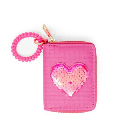 Кошелек Tiny Treats + Zomi Gems с пайетками в форме сердца и спиральным ремешком, Hot Pink