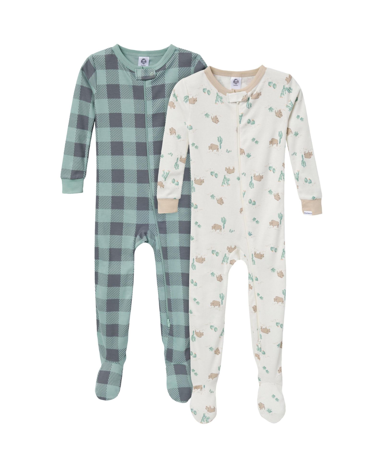 Пижама Gerber Toddler Boys Snug Fit Footed, 2-Pack, Desert Animals