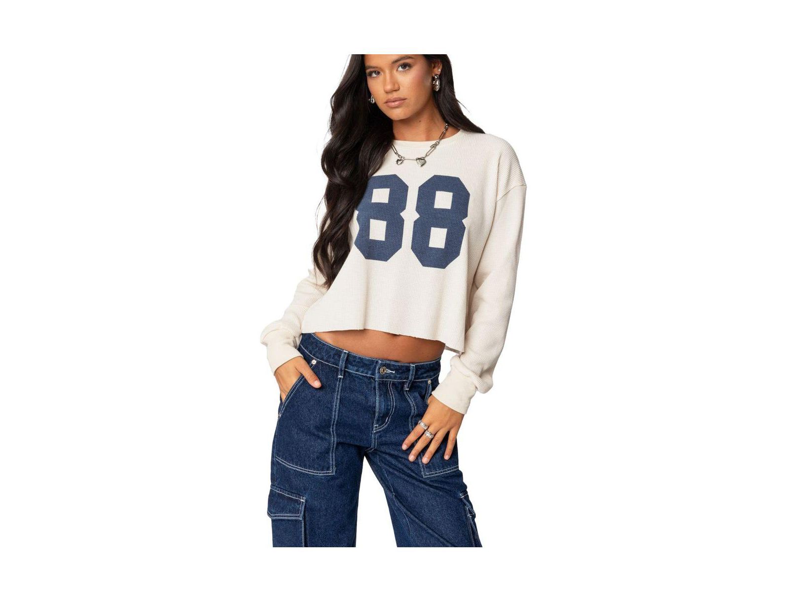 Edikted Women's 88 Waffle Long Sleeve T Shirt