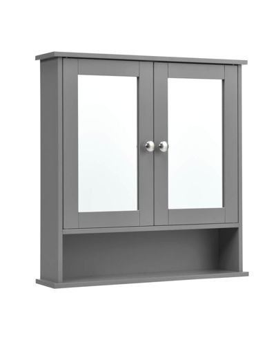 SUGIFT Bathroom Wall Mount Mirror Cabinet Organizer-Gray