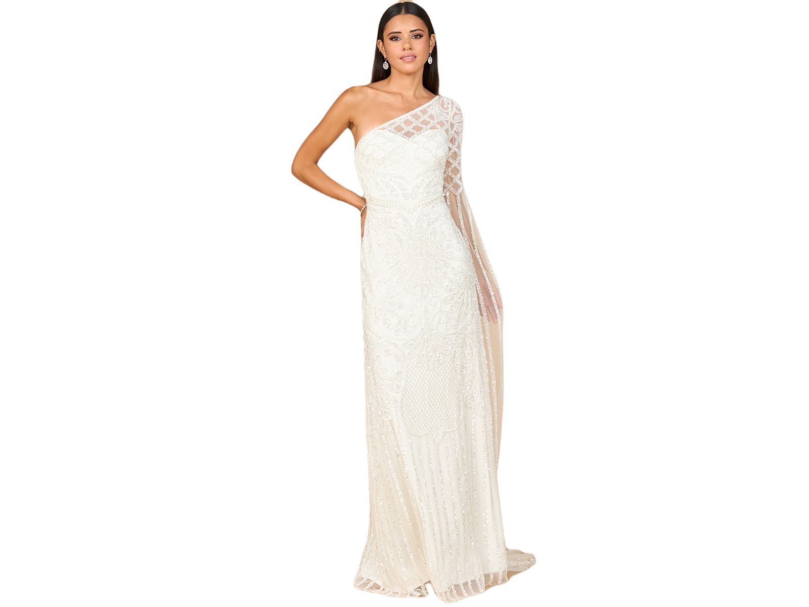Lara Women's One Sleeve Beaded Gown