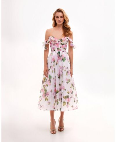 Milla Женское платье миди Tender Floral с завязками на бретелях