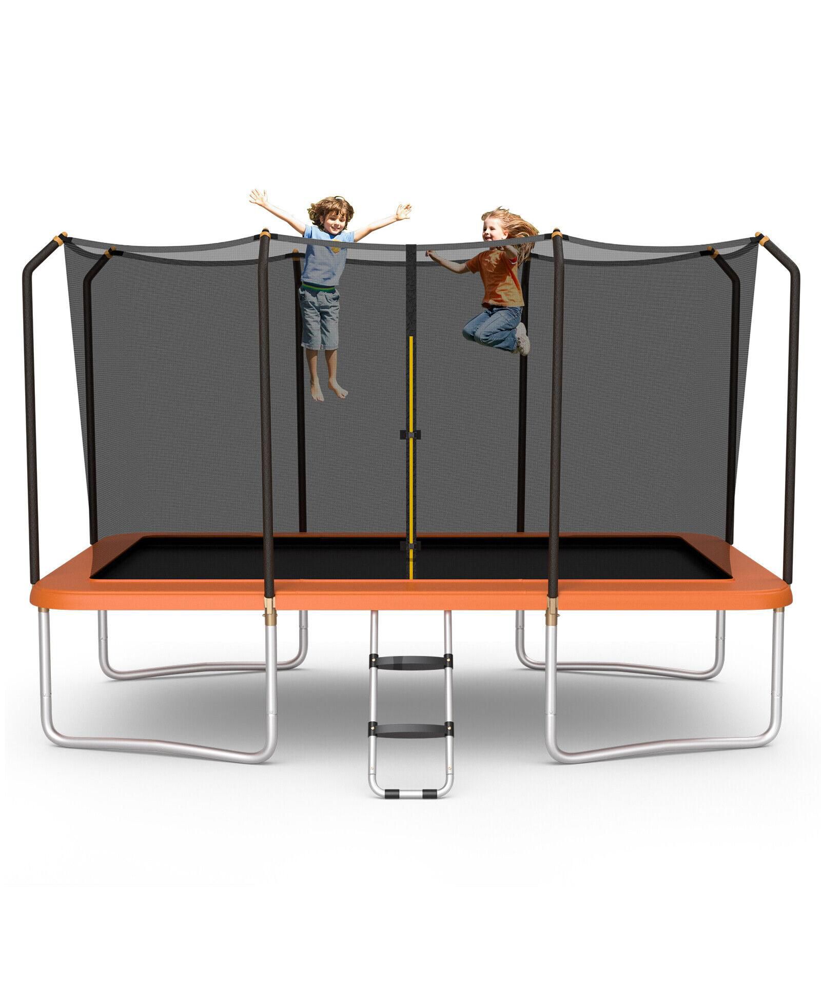 Прямоугольный батут SUGIFT 8 x 14 Feet с защитной сеткой и лестницей, оранжевый