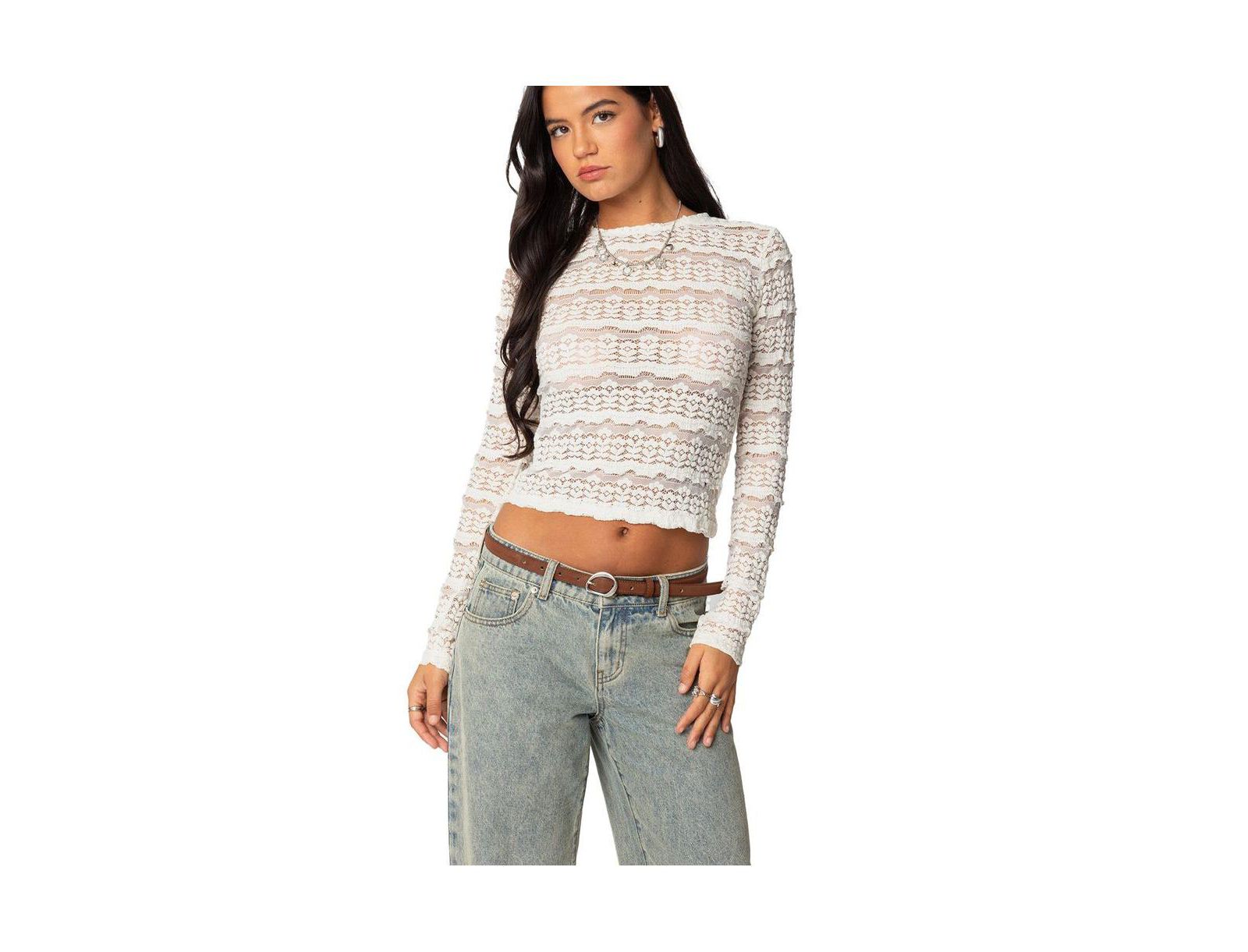 Женский топ Edikted Daisey Textured Sheer Lace