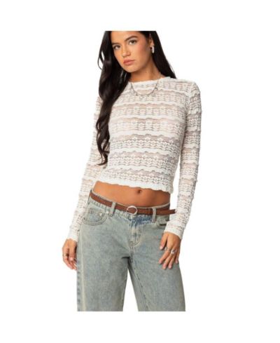 Женский топ Edikted Daisey Textured Sheer Lace