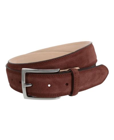 TRAFALGAR Men's Armando Italian Suede 35mm Feathered Edge Belt