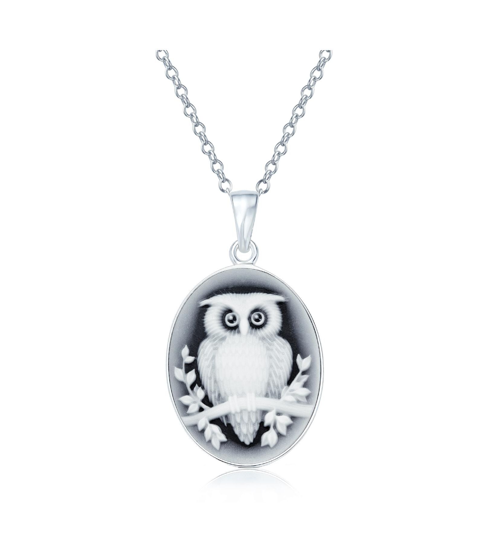 Bling Jewelry Resin Owl Cameo Pendant Necklace