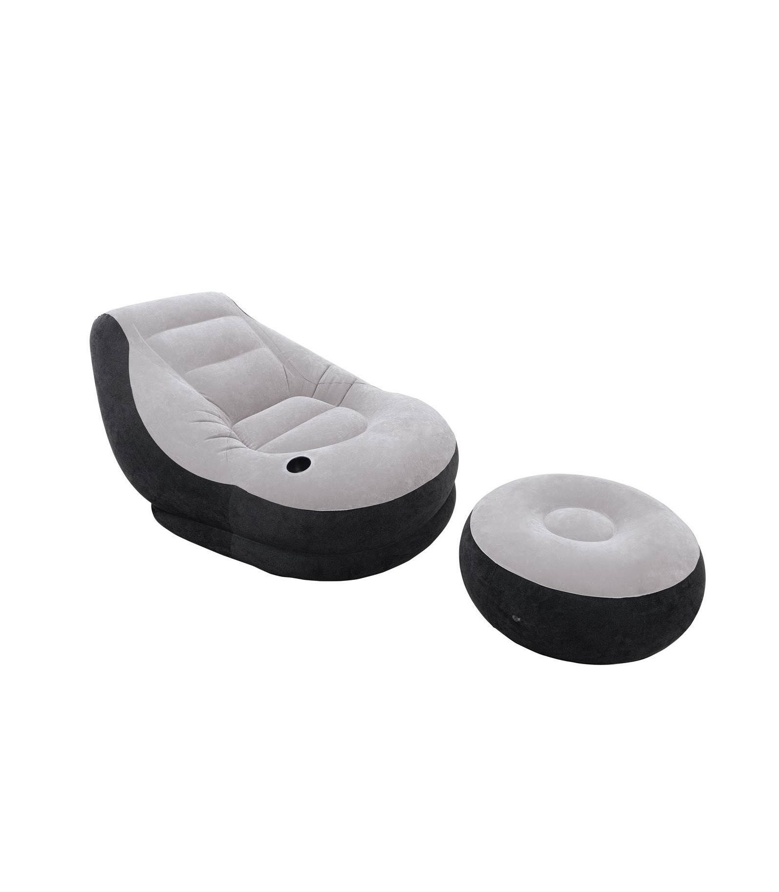 Intex 120V AC Electric Air Pump and Inflatable Ultra Lounge Chair And Ottoman Set