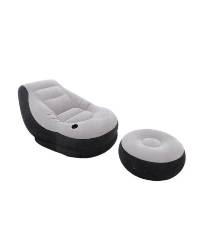Intex 120V AC Electric Air Pump and Inflatable Ultra Lounge Chair And Ottoman Set