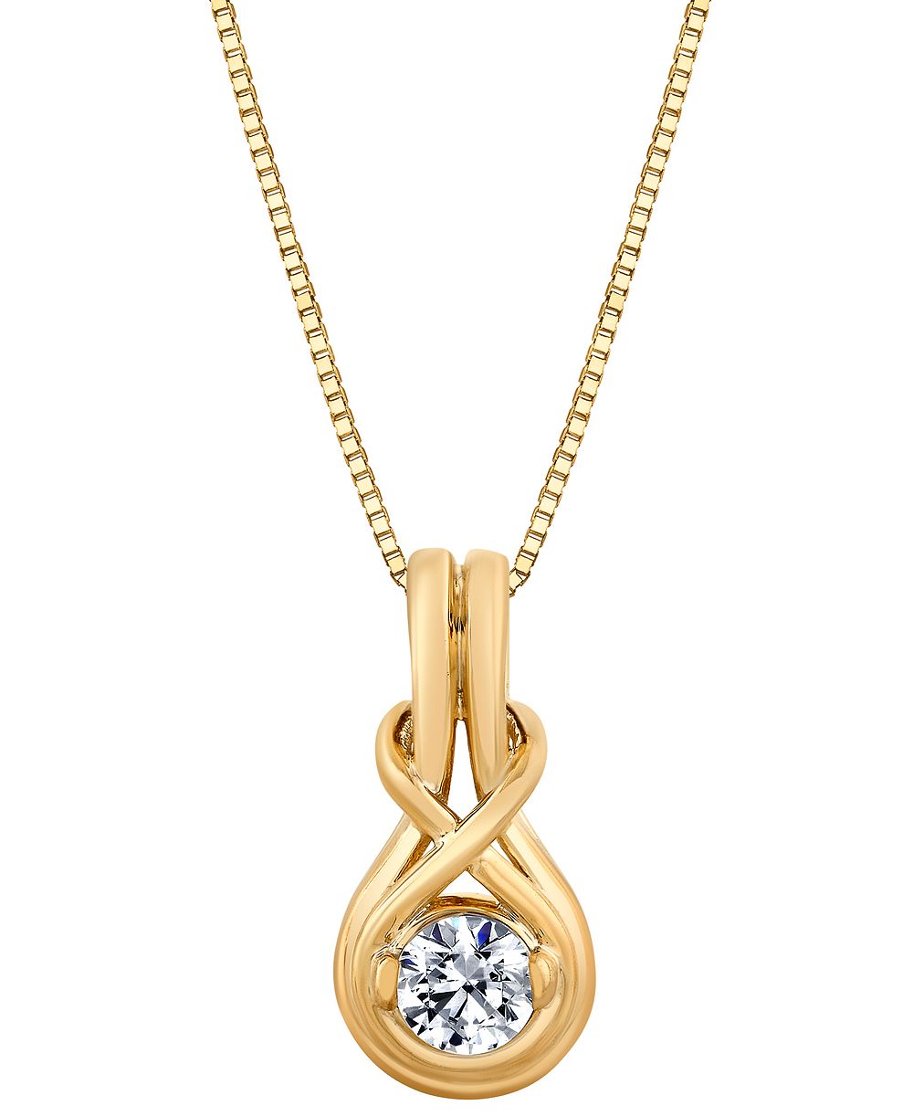 Подвеска-кулон Sirena Diamond Knot 18" в золоте 14k (1/4 ct. t.w.)