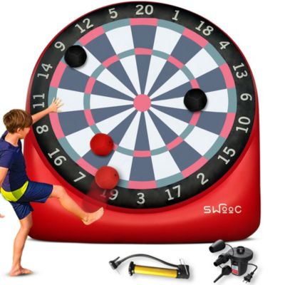 Premium Giant Kick Darts (Over 6 ft. Tall) with Over 15 Games Included - Giant Inflatable Outdoor Dartboard with Soccer Balls