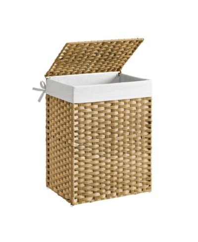 Корзина для белья SONGMICS HOME из искусственного ротанга с подкладкой и крышкой