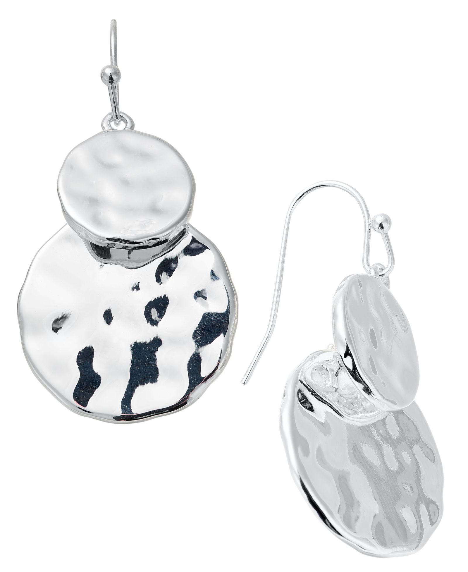 Style & Co Gold-Tone Double Hammered Disc Drop Earrings, Exclusively at Macy's