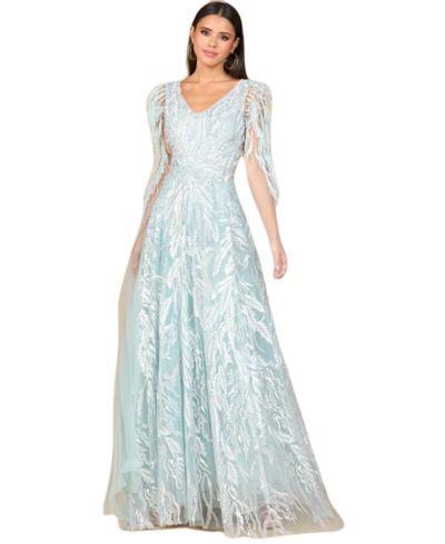 Женское платье Lara V - Neck Gown with Long Cape Sleeves