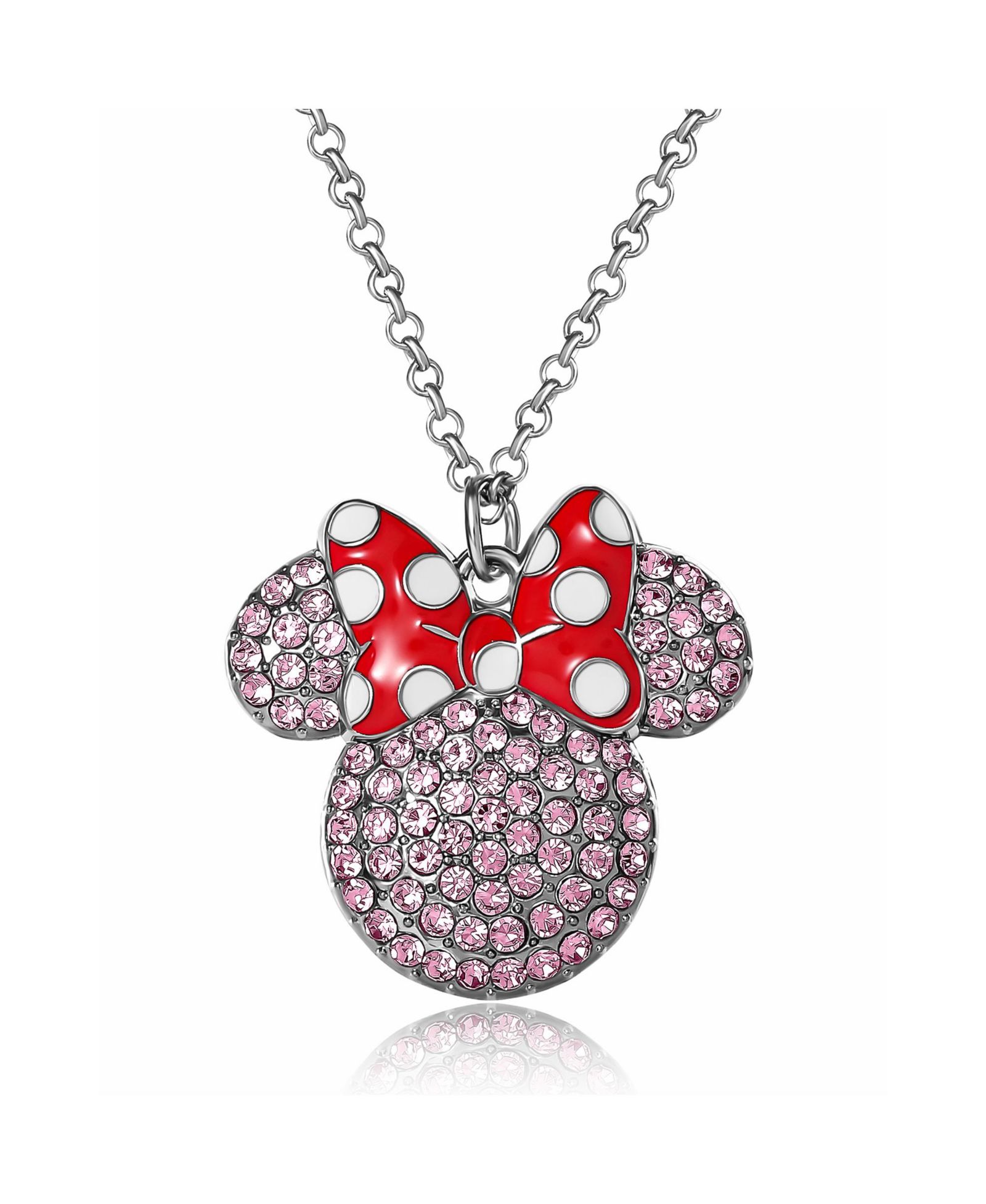 Ожерелье Disney Minnie Mouse Fashion Red Polka Dot Bow Crystals Pave