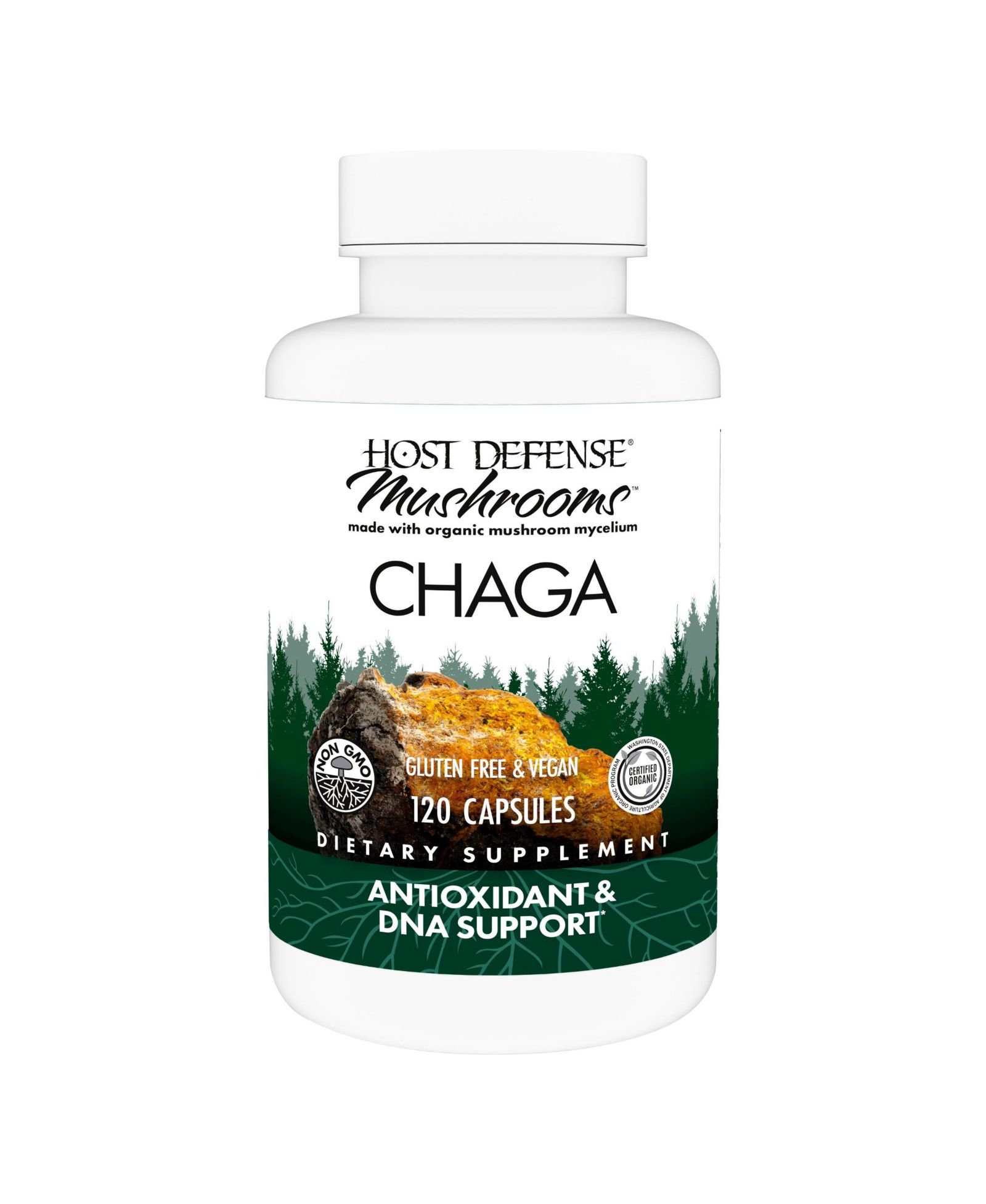 Host Defense Chaga капсулы — добавка для поддержки иммунной системы, капсулы с грибом чага для антиоксидантной активности, пищевая добавка