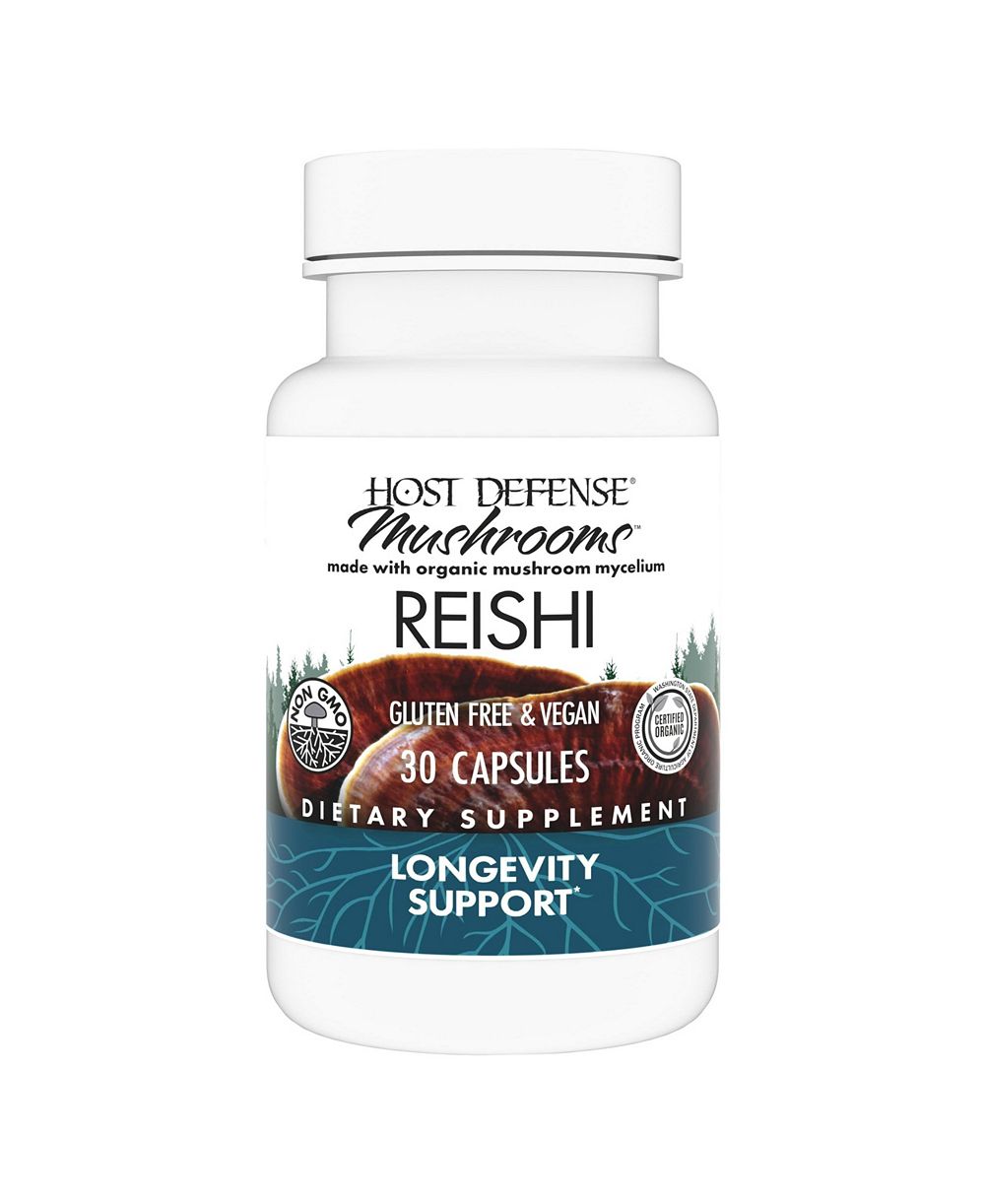 Host Defense капсулы Reishi — добавка из грибов для поддержки сердца и иммунитета, энергии и жизненных сил