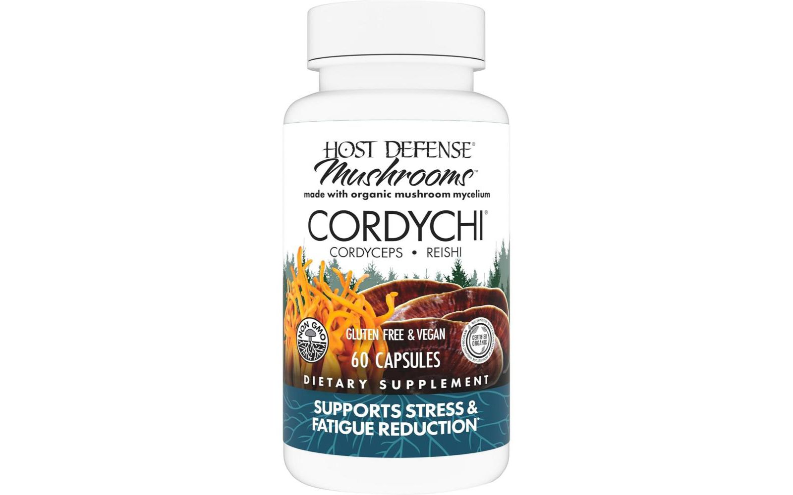 Host Defense CordyChi капсулы для поддержки энергии и иммунитета, 60 капсул (30 порций)