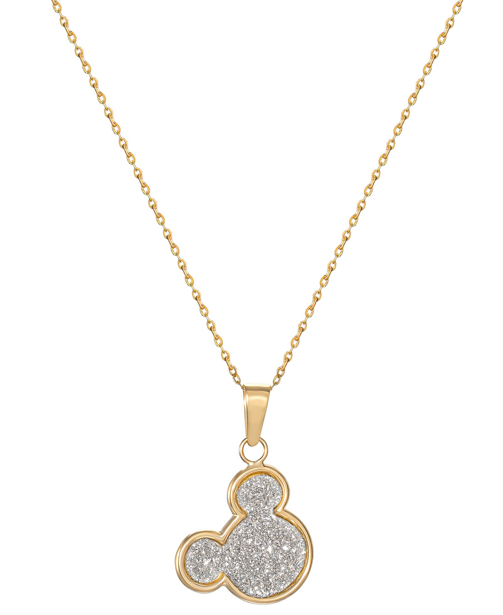 Disney Mickey Mouse Glitter 15" Pendant Necklace in 10k Yellow Gold