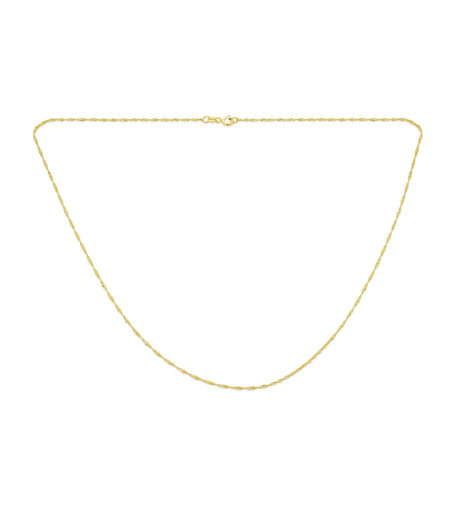 Bling Jewelry 1MM Thin Singapore Chain Link Necklace 14K Gold Plated Sterling Silver 20"