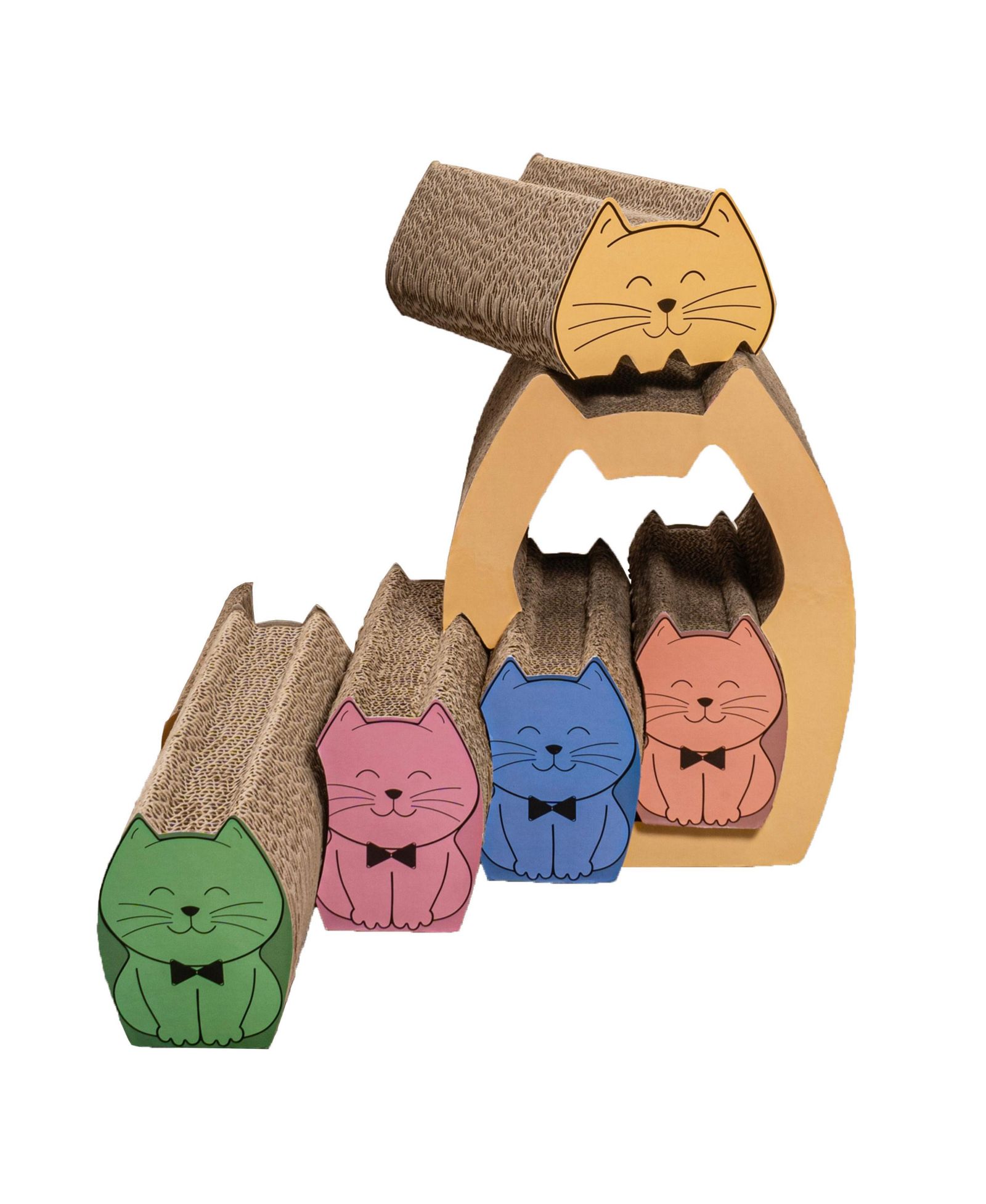 Кошачья когтеточка The Licker Store Kazoku 15.63" Modern Cardboard 5-in-1 Family Cat Cave с кошачьей мятой