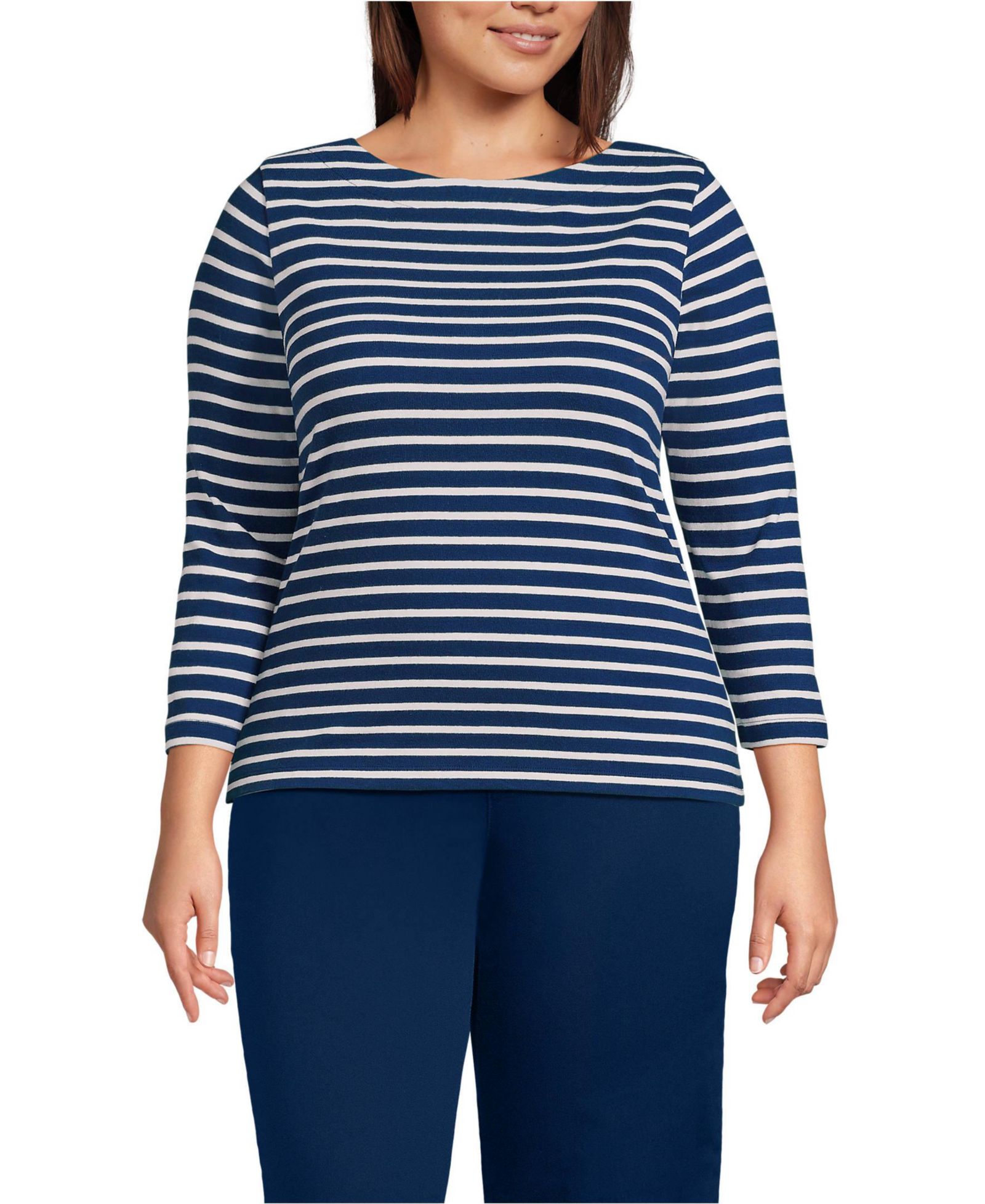 Lands' End Plus Size Mariner Jersey Boatneck Топ