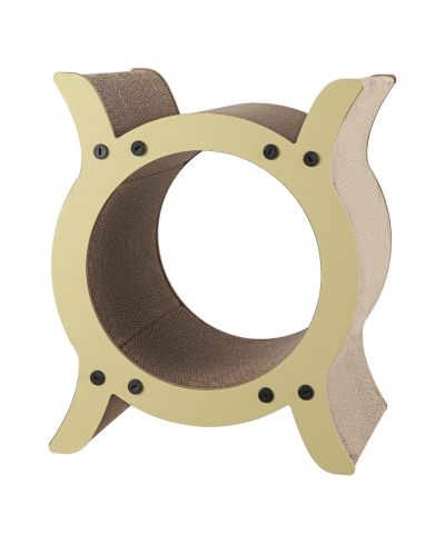 THE LICKER STORE Nyan 16.5" Modern Cardboard Tunnel Cat Scratcher with Catnip, Almond