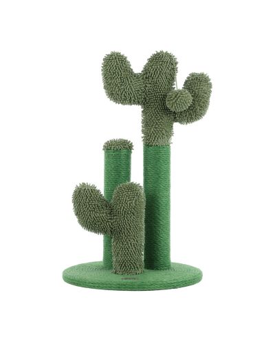 The Licker Store Marfa 21.5" Modern Jute Triple-Cactus Cat Scratching Post with Fuzzy Toy, Green