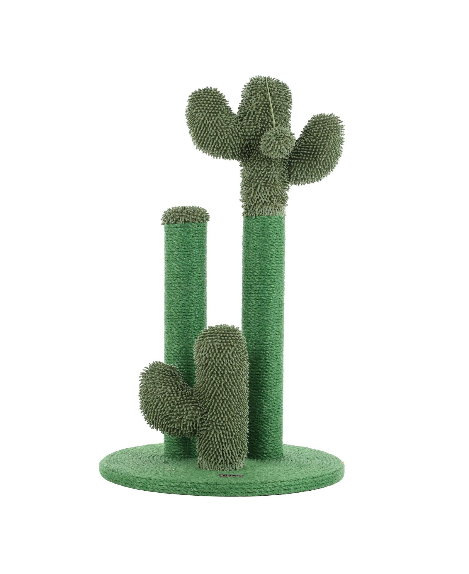 The Licker Store Marfa 25.25" Modern Jute Triple-Cactus Cat Scratching Post with Fuzzy Toy, Green