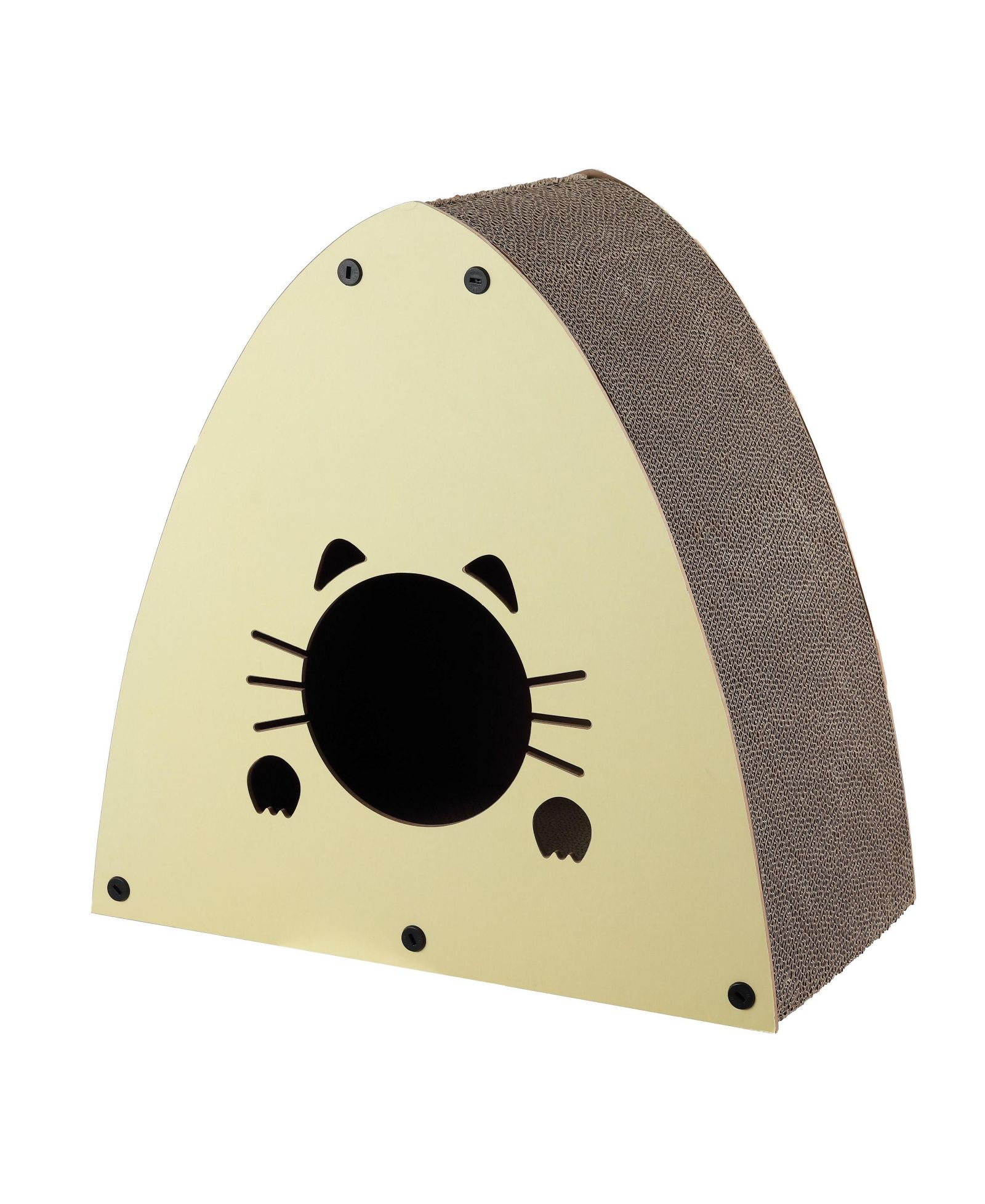 The Licker Store Koko 19" Modern Cardboard Triangle Cat Cave Scratcher with Catnip, Almond