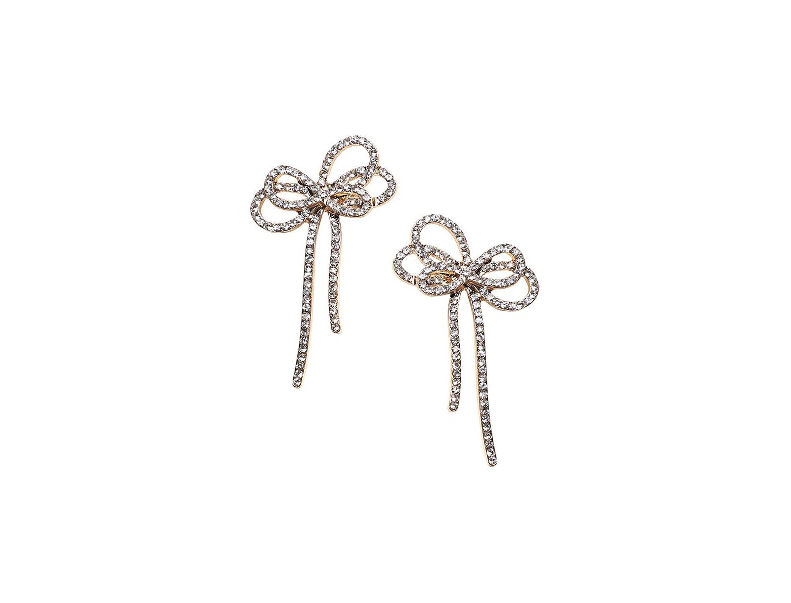 SOHI Silver Bow Drop Earrings