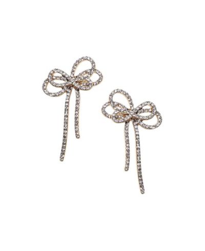 SOHI Silver Bow Drop Earrings