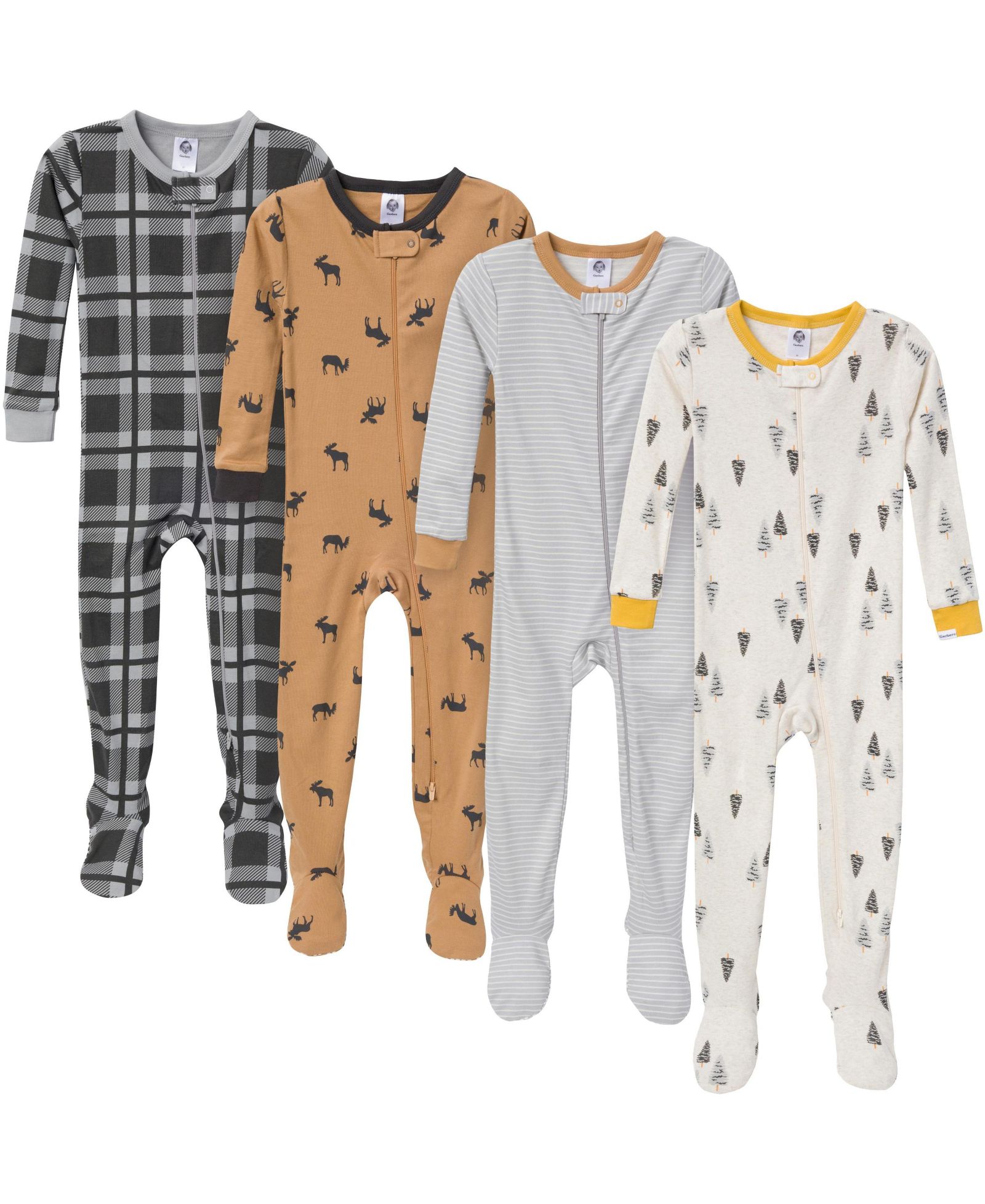 Детский комбинезон Gerber Snug Fit Footed Sleep & Play, набор из 4 шт, Moose