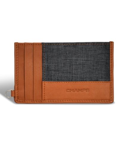 CHAMPS Men's Denim Collection Leather Slim Cardholder