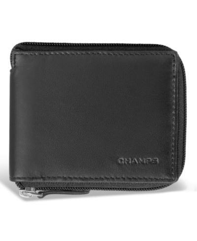 CHAMPS Men's Classic Collection Leather Zip-Around Wallet