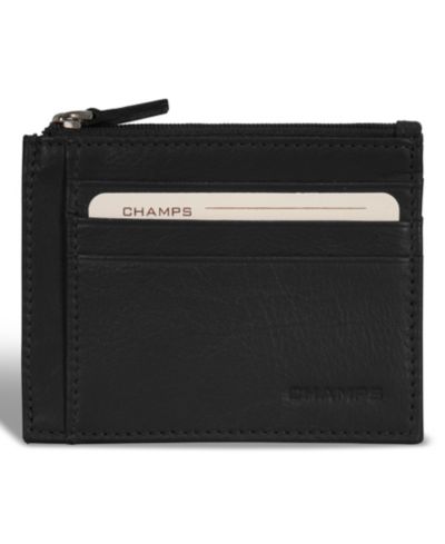 CHAMPS Men's Onyx Collection Leather Zip Card Case
