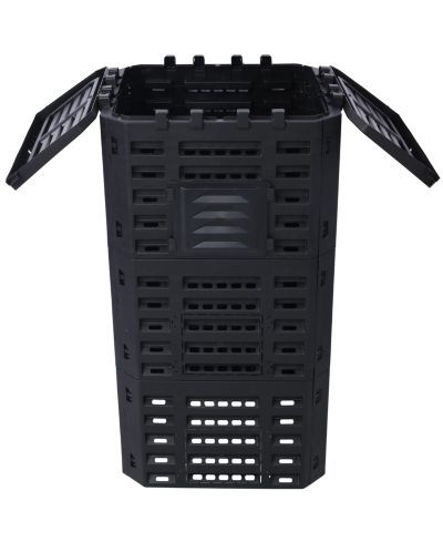 Outdoor Composter Bin for Yard and Kitchen Waste with Aeration Panels-Black