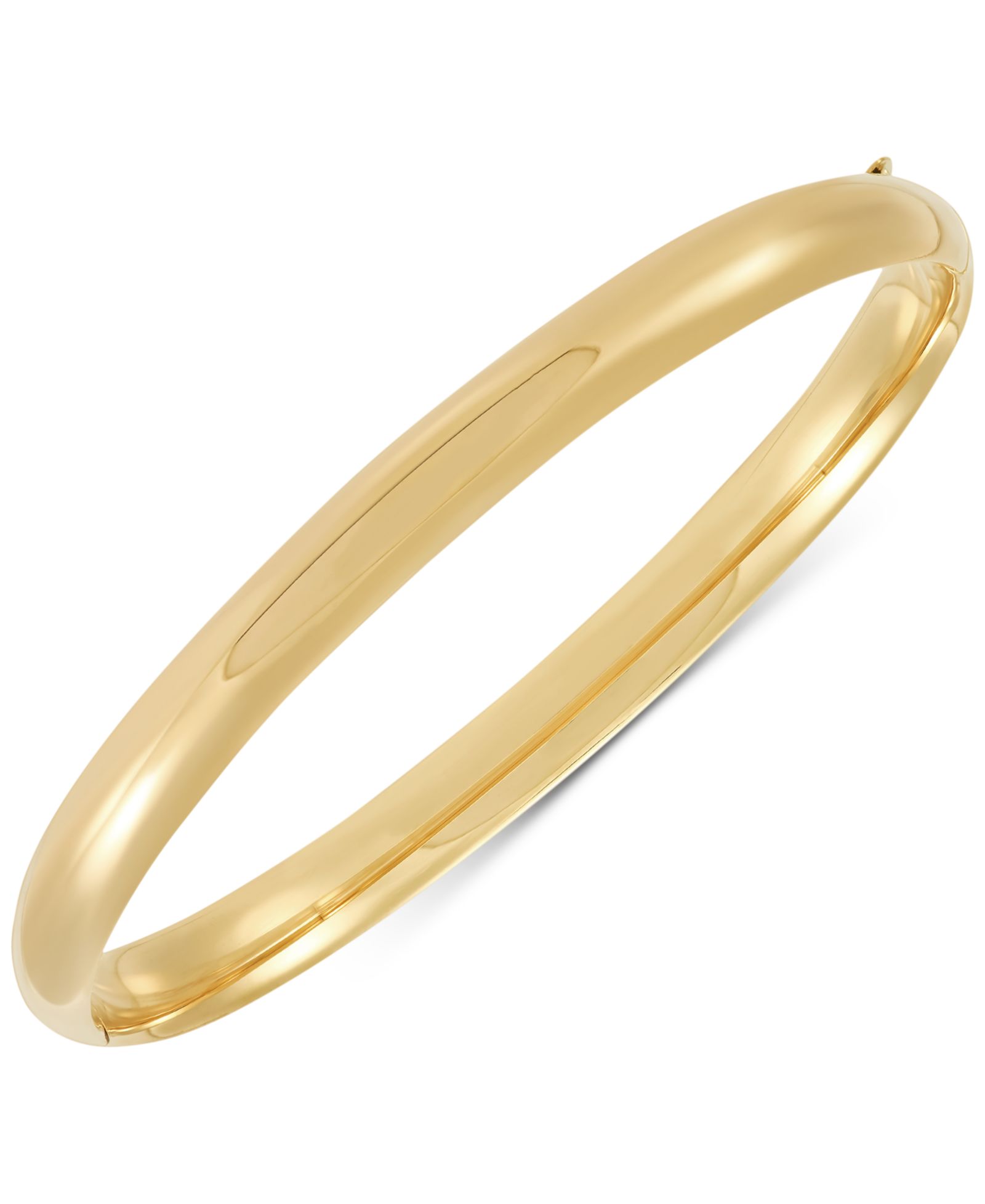 Highly-Polished Classic Hinge Bangle Bracelet (6.35mm) in 10k Gold