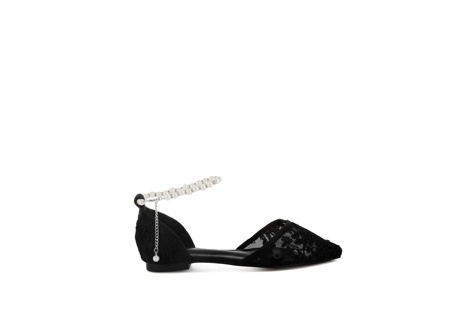 Rag & Co Shrami Pearl & Rhinestone Strap Flat Sandals