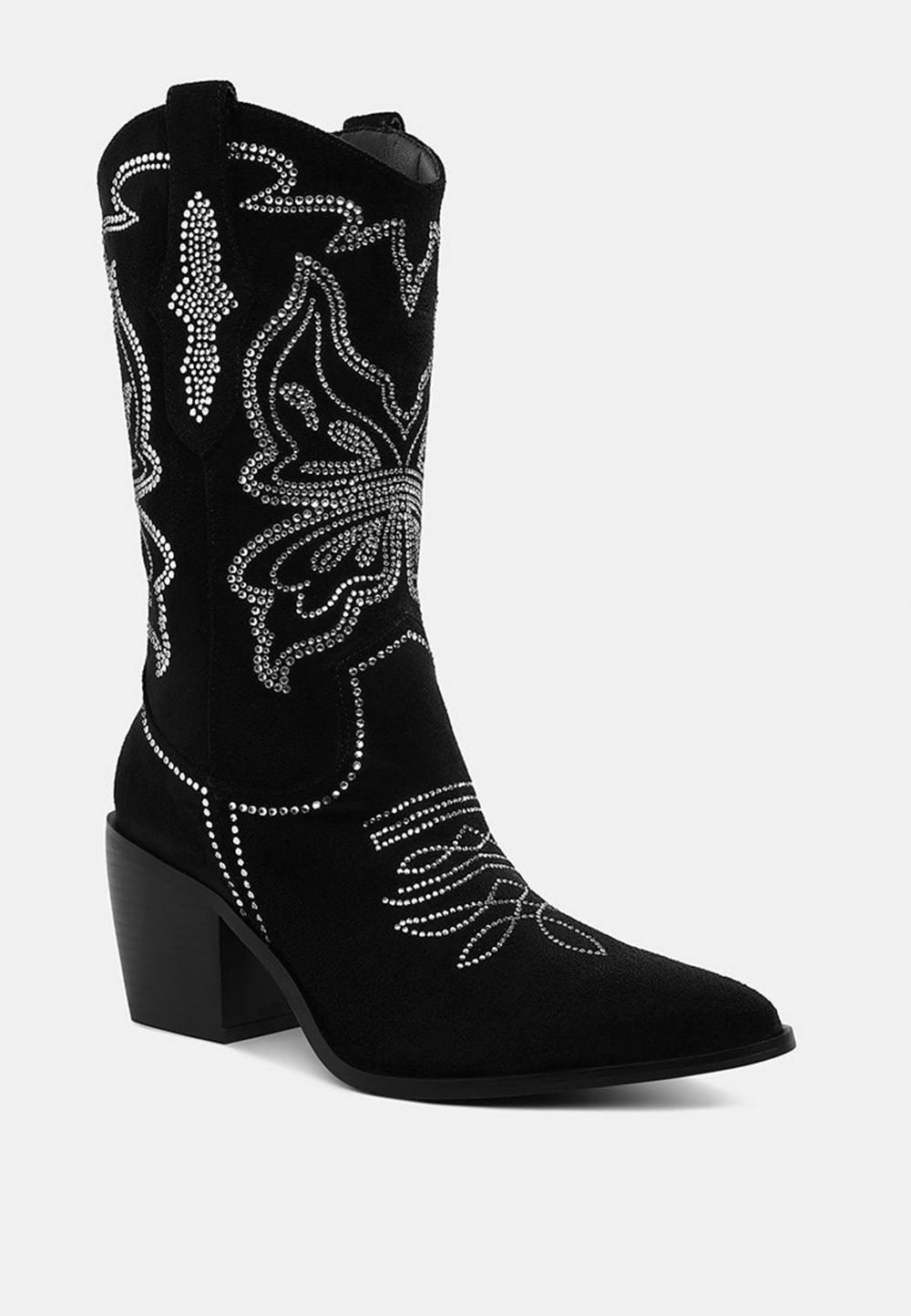 Rag and Co Womens Latafa Rhinestones Embellished Cowboy Boots