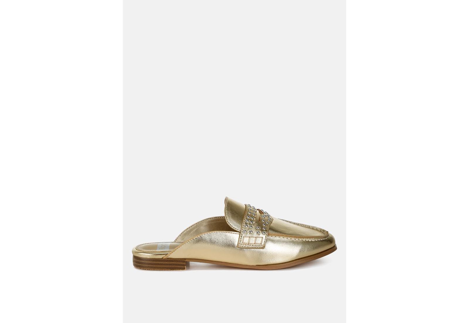 Adam Lane Stud Detail Metallic Pleather Mules